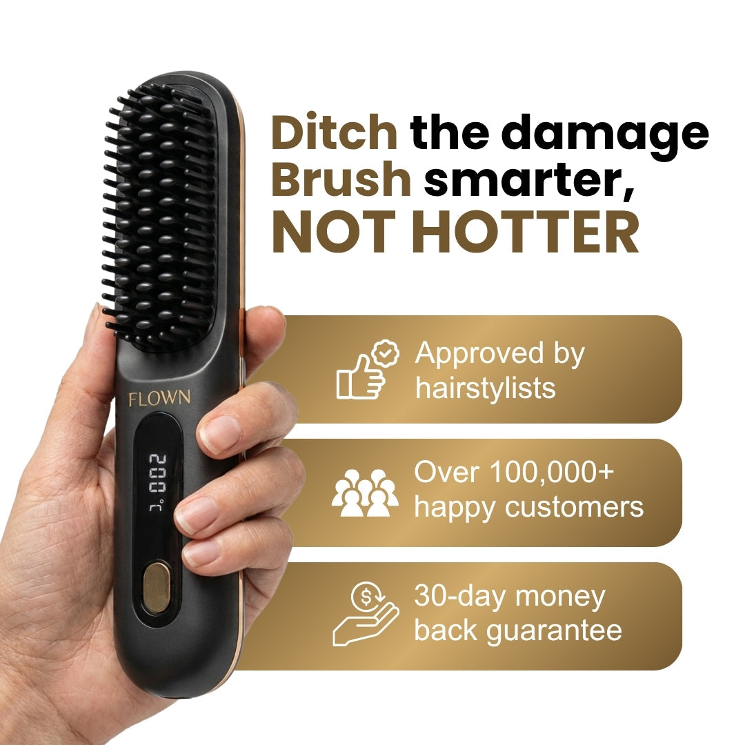 [NEW]  FLOWN formerly Numoya Portable Straightener Brush - GoBrush MAX + FREE Leather Pouch