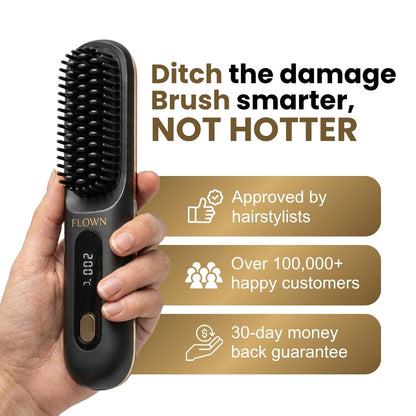 [NEW]  FLOWN formerly Numoya Portable Straightener Brush - GoBrush MAX + FREE Leather Pouch