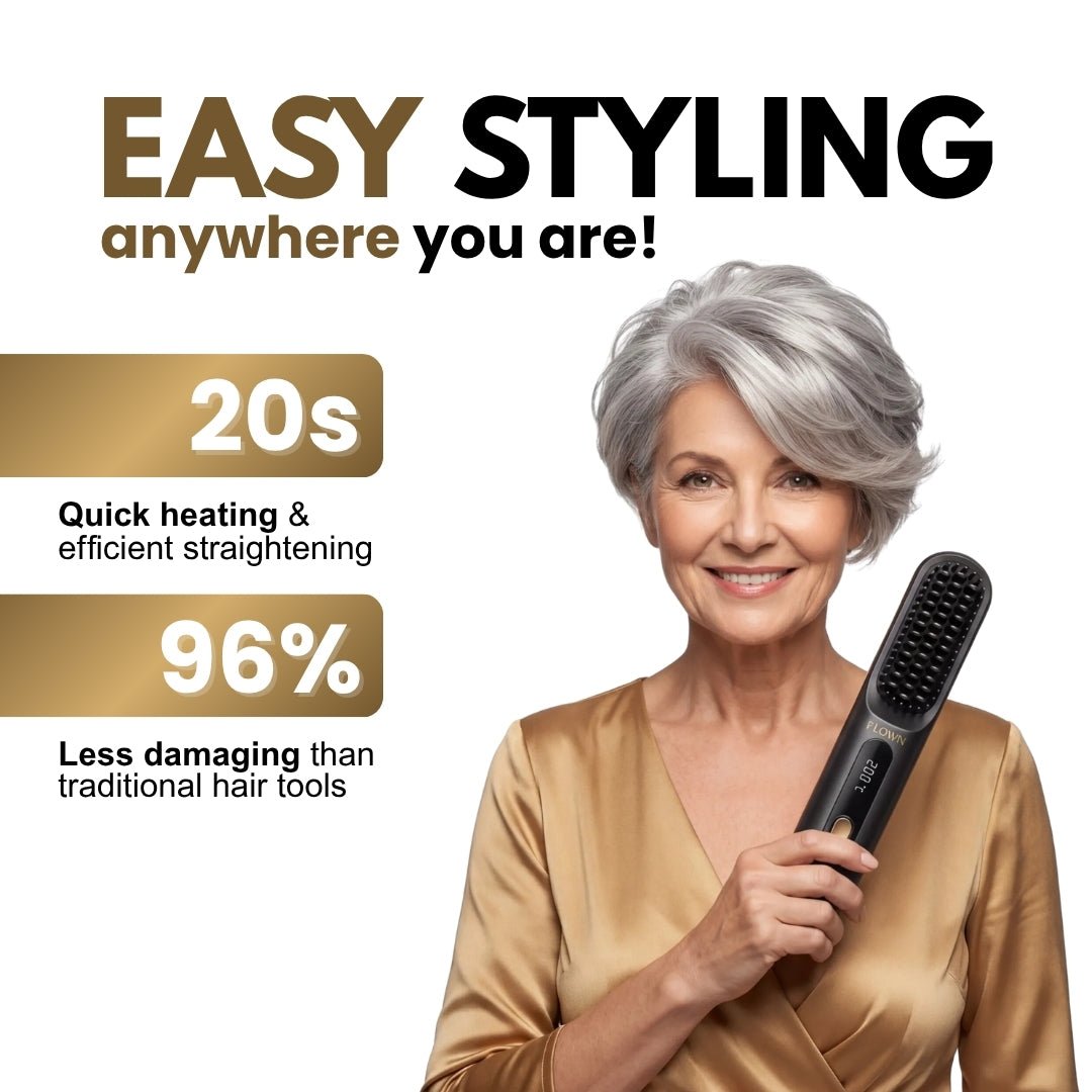 [NEW]  FLOWN formerly Numoya Portable Straightener Brush - GoBrush MAX + FREE Leather Pouch