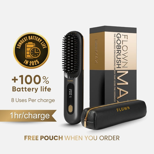 [NEW]  FLOWN formerly Numoya Portable Straightener Brush - GoBrush MAX + FREE Leather Pouch