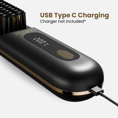 [NEW]  FLOWN formerly Numoya Portable Straightener Brush - GoBrush MAX + FREE Leather Pouch
