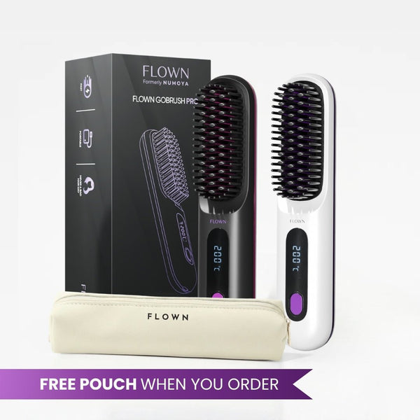 [NEW]  FLOWN formerly Numoya Portable Straightener Brush - GoBrush PRO + Free Leather Pouch
